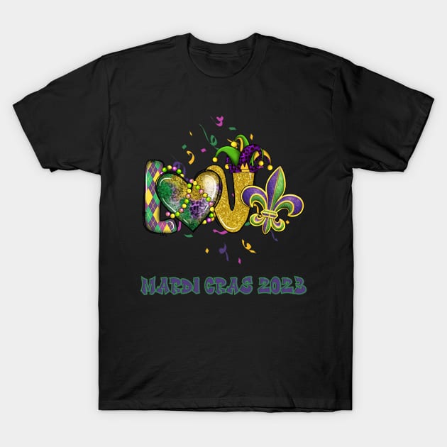 Mardi Gras 2023 Love T-Shirt by mebcreations